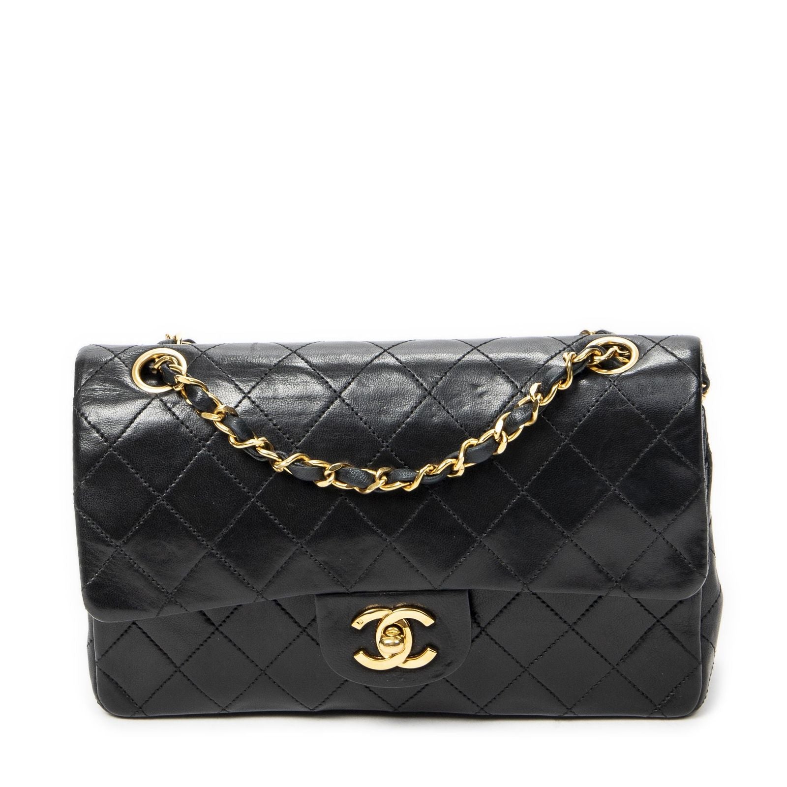 Chanel Quilted Double Flap Black Lambskin Leather