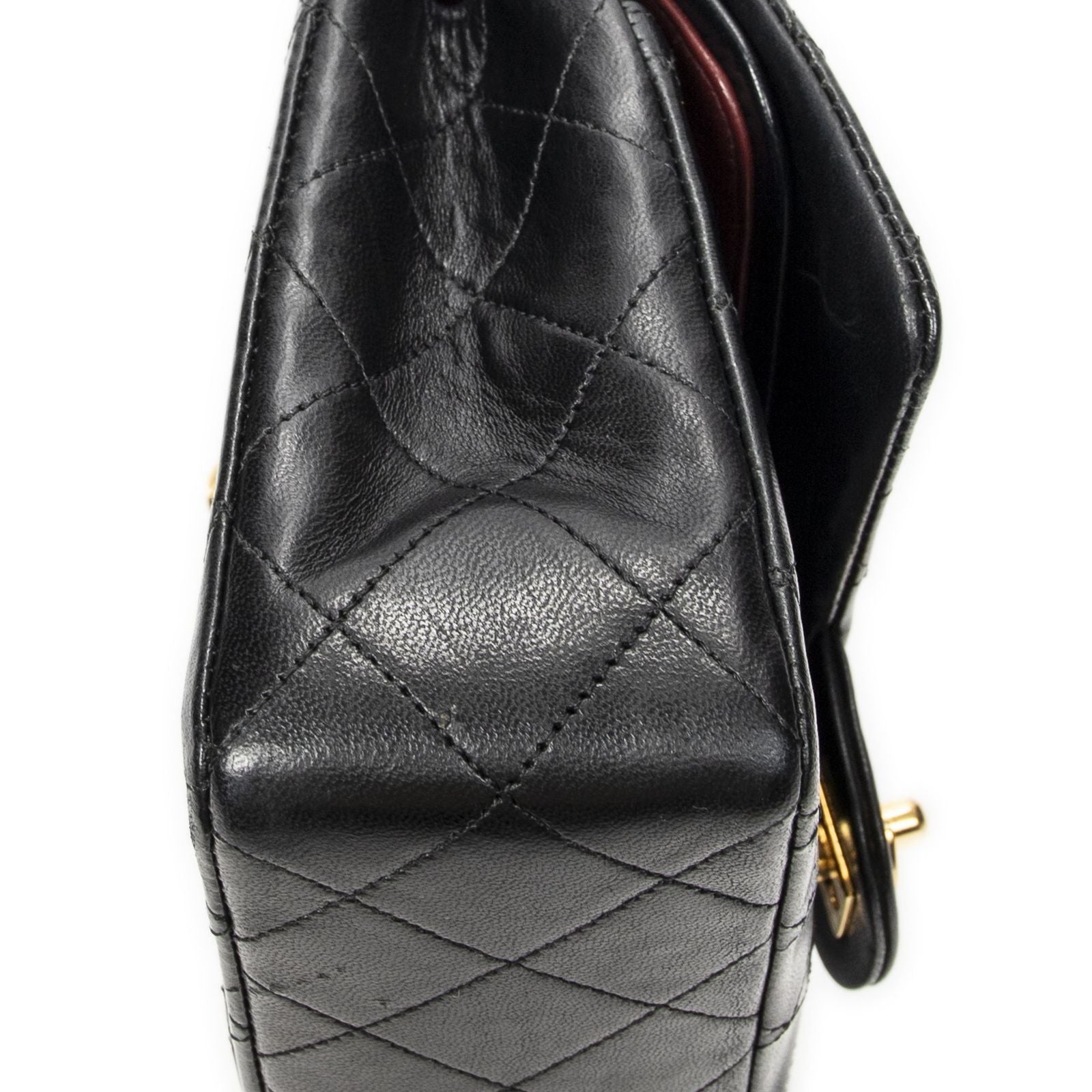 Chanel Quilted Double Flap Black Lambskin Leather — view 7