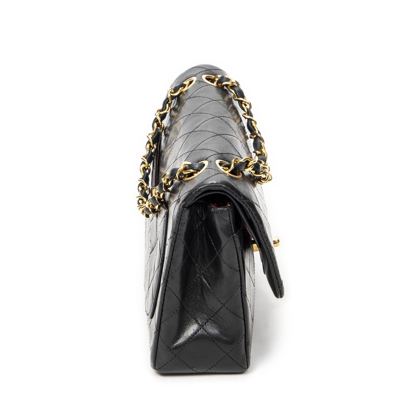 Chanel Quilted Double Flap Black Lambskin Leather — view 4