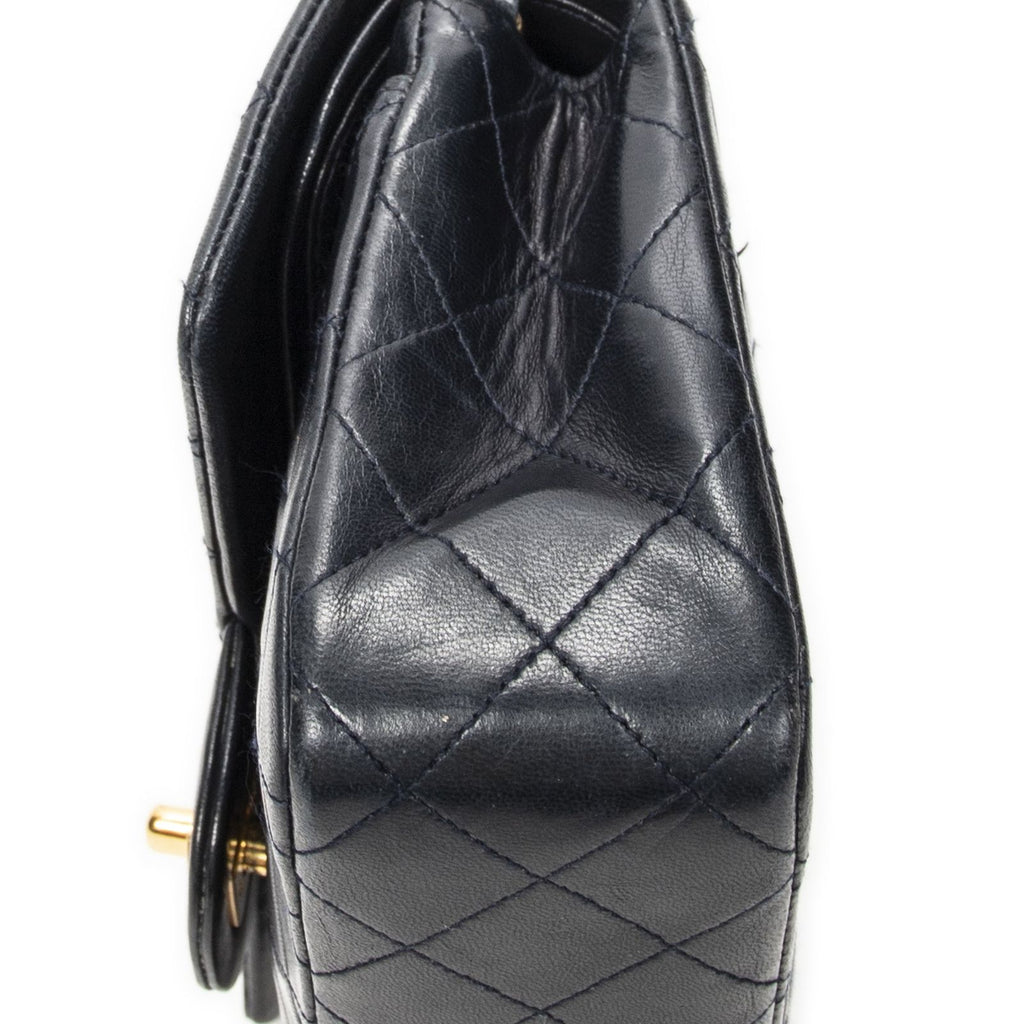 Chanel Quilted Double Flap Navy Lambskin Leather — view 8