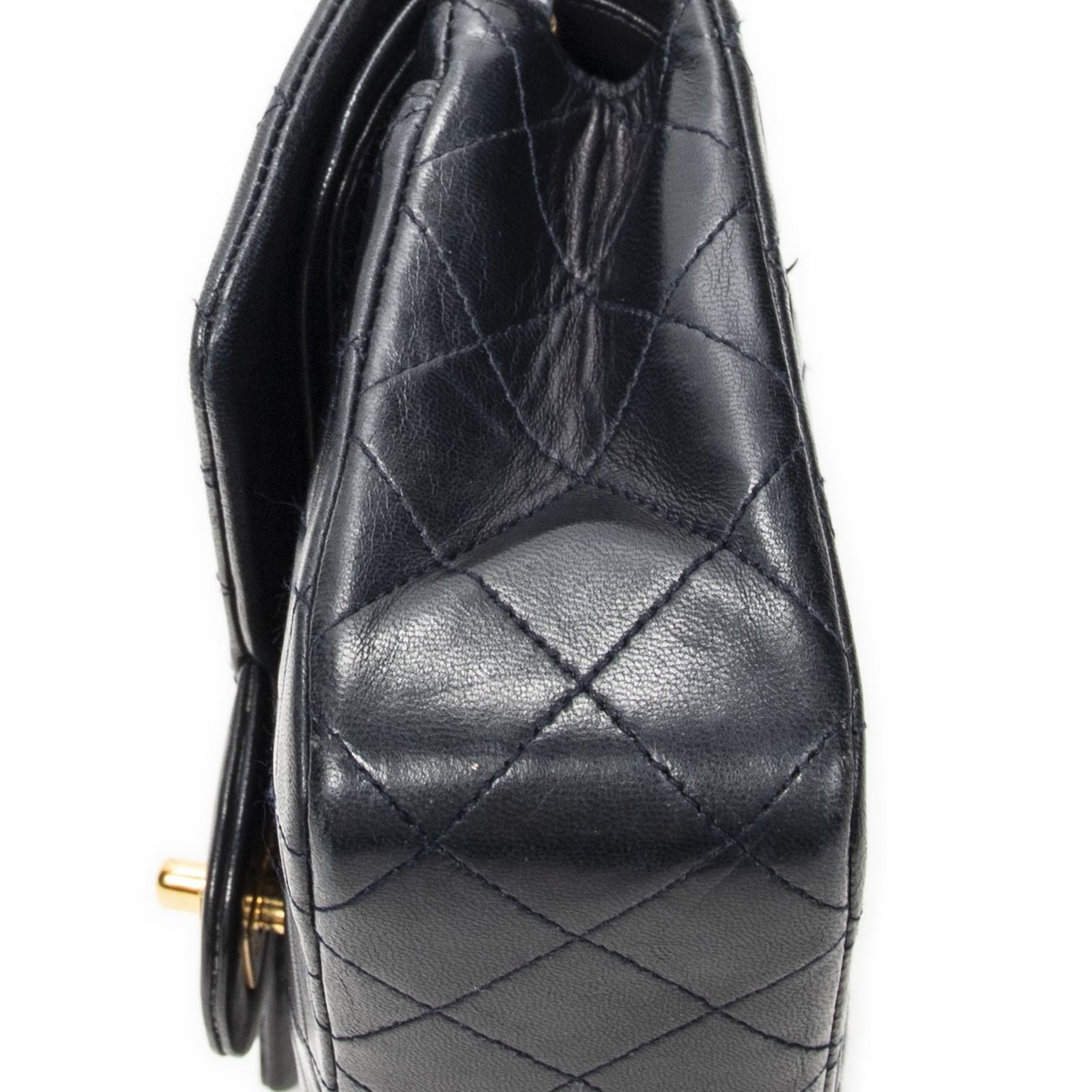 Chanel Quilted Double Flap Navy Lambskin Leather — view 8