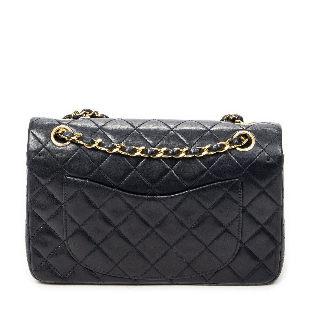 Chanel Quilted Double Flap Navy Lambskin Leather — view 5