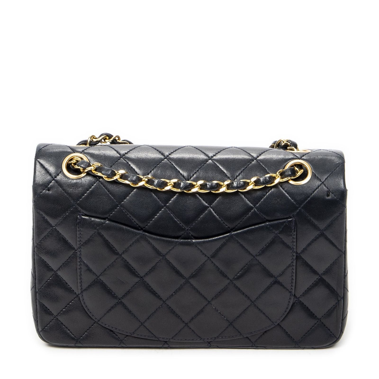 Chanel Quilted Double Flap Navy Lambskin Leather — view 5