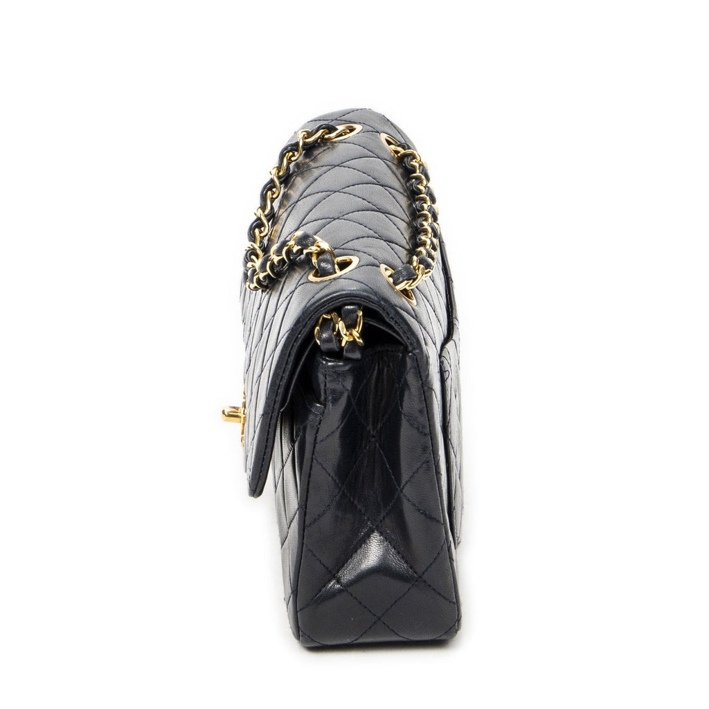 Chanel Quilted Double Flap Navy Lambskin Leather — view 3
