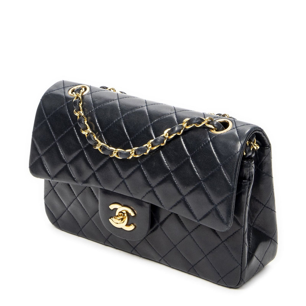 Chanel Quilted Double Flap Navy Lambskin Leather — view 2