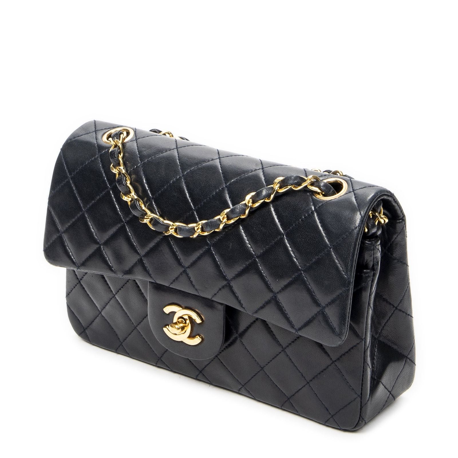 Chanel Quilted Double Flap Navy Lambskin Leather — view 2