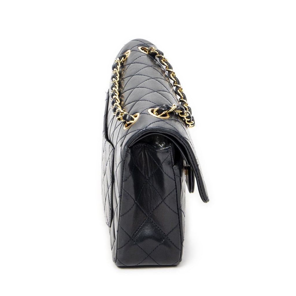 Chanel Quilted Double Flap Navy Lambskin Leather — view 4