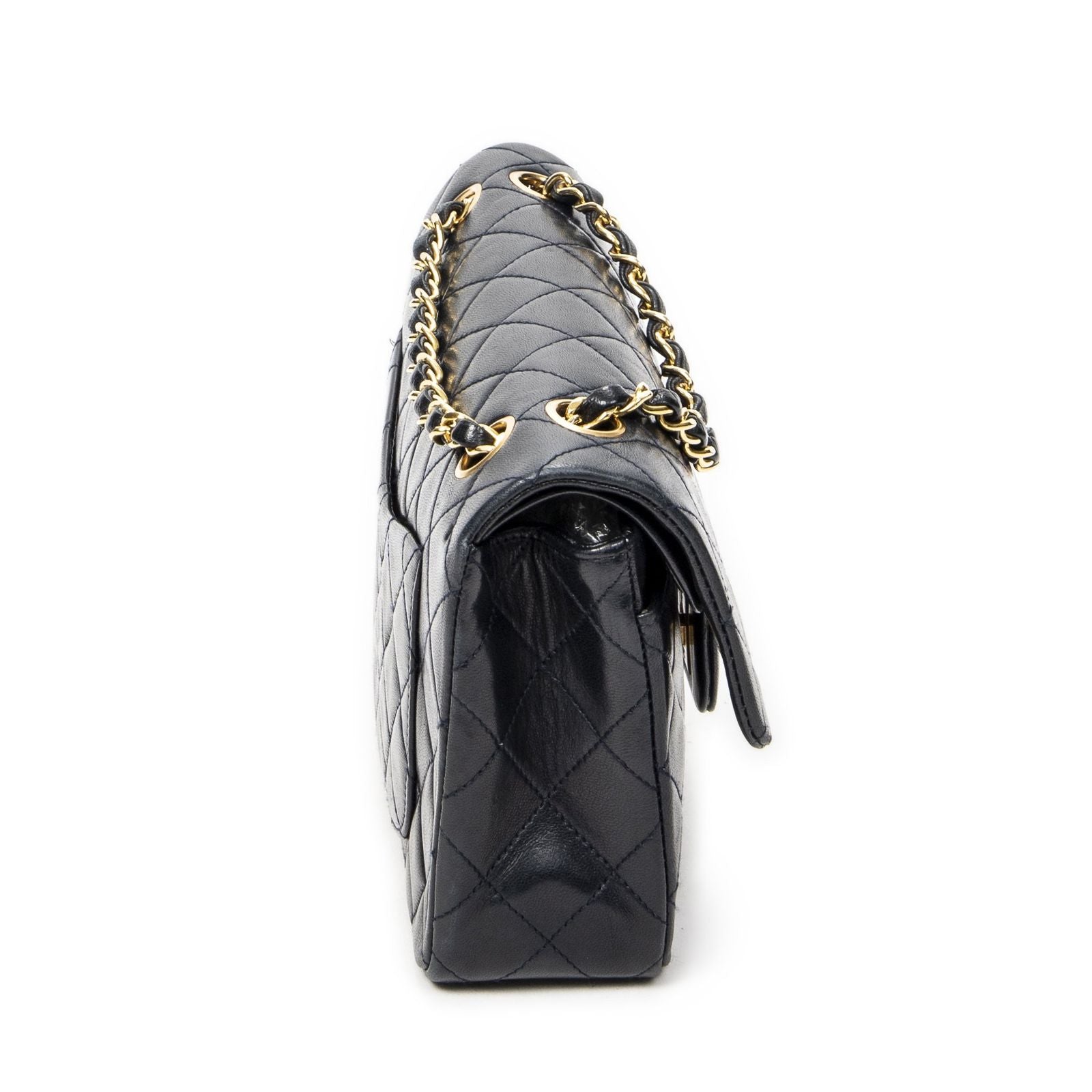 Chanel Quilted Double Flap Navy Lambskin Leather — view 4