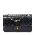 Chanel Quilted Double Flap Navy Lambskin Leather