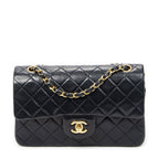 Chanel Quilted Double Flap Navy Lambskin Leather