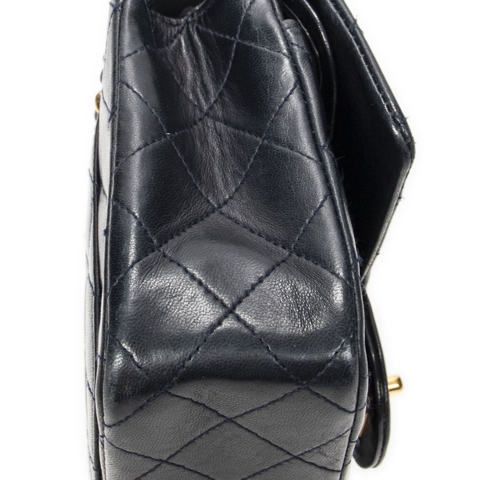 Chanel Quilted Double Flap Navy Lambskin Leather — view 7