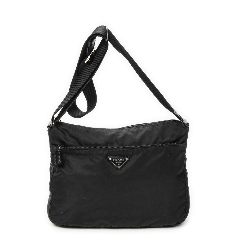 Prada Front Slip Pocket Crossbody Black Nylon Canvas