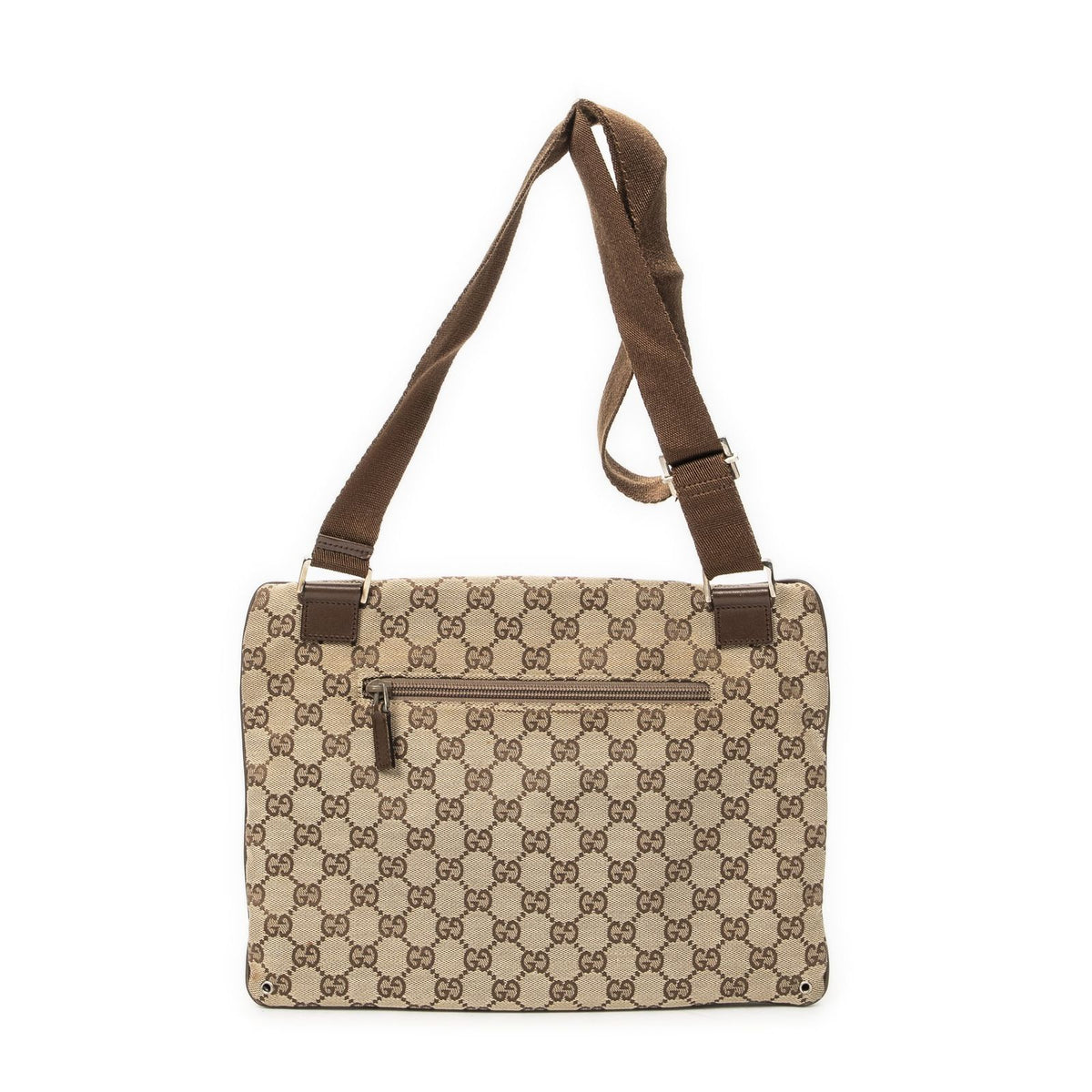 Gucci Front Pocket Flap Crossbody Brown Beige GG Canvas — view 5