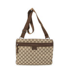 Gucci Front Pocket Flap Crossbody Brown Beige GG Canvas