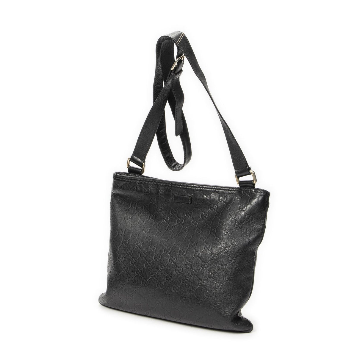 Gucci Large Square Zip Messenger Black Guccissima — view 2