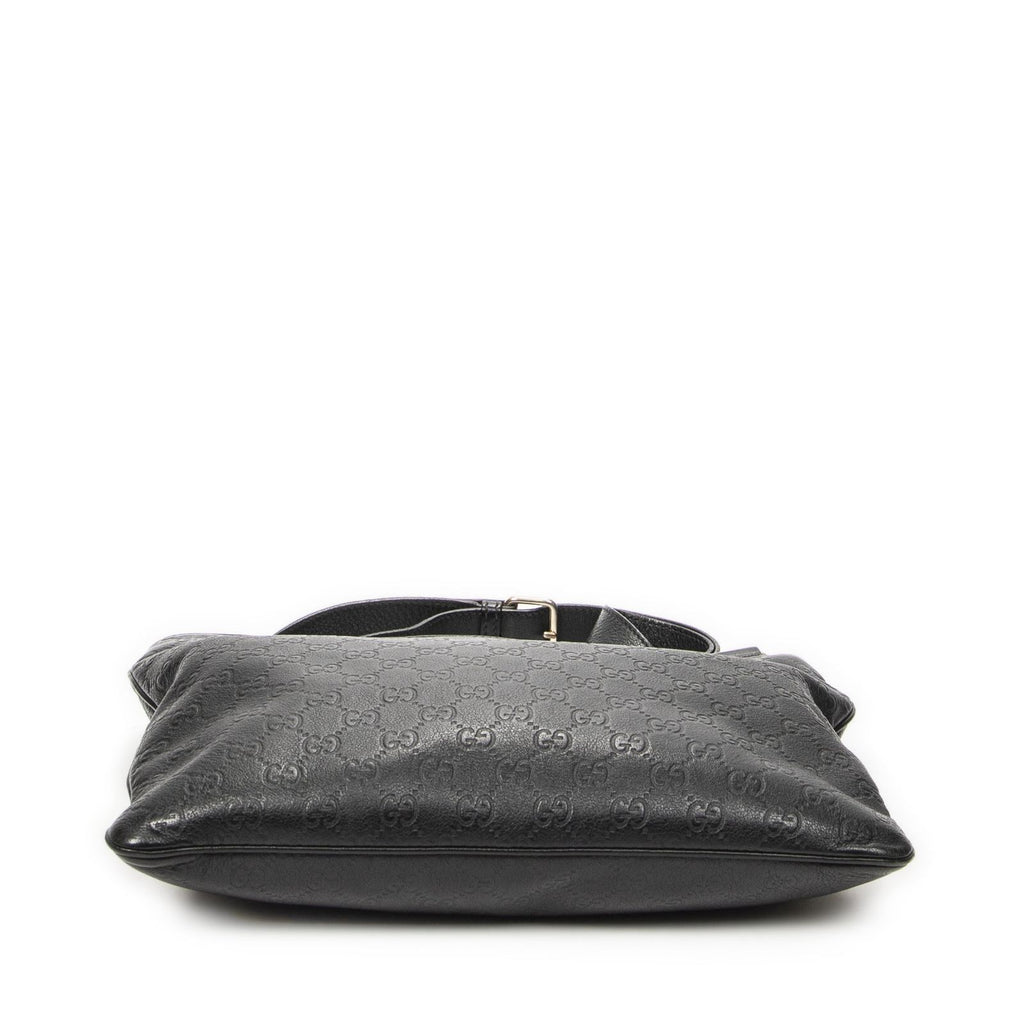 Gucci Large Square Zip Messenger Black Guccissima — view 6