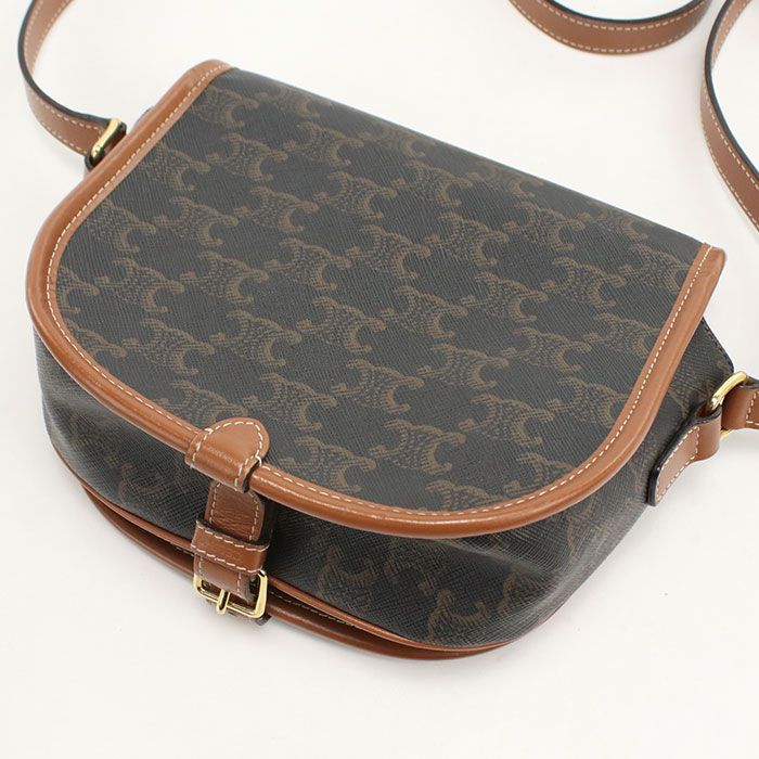 Celine Folco Triomphe Canvas Crossbody Shoulder Bag Calf — view 2