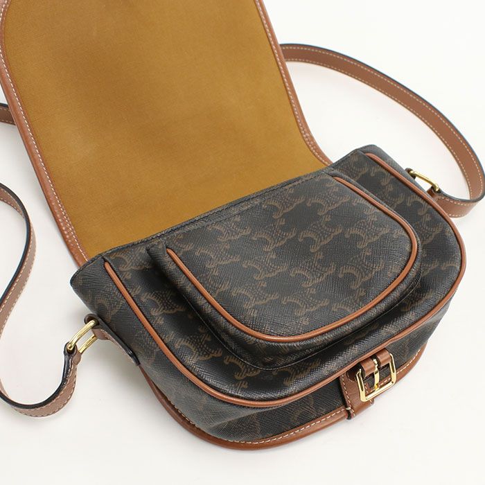 Celine Folco Triomphe Canvas Crossbody Shoulder Bag Calf — view 7