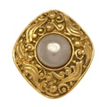 Chanel Faux Pearl Brooch Metal