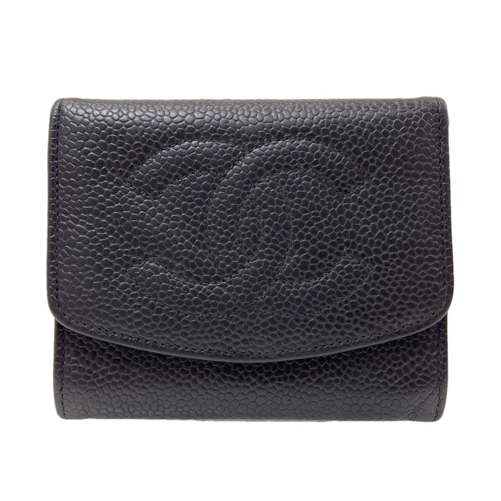 Chanel CC Logo Stitch Gold Coin Case Gray Calfskin