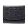 Chanel CC Logo Stitch Gold Coin Case Gray Calfskin
