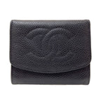 Chanel CC Logo Stitch Gold Coin Case Gray Calfskin