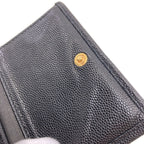 Chanel CC Logo Quilted Gold Bifold Wallet Gray Calfskin — view 9
