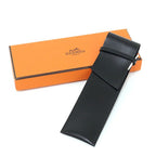 Hermes Leather Pen Case Black Calf Fountain Pen NIB Pen Wrap Belt Stationery — view 6