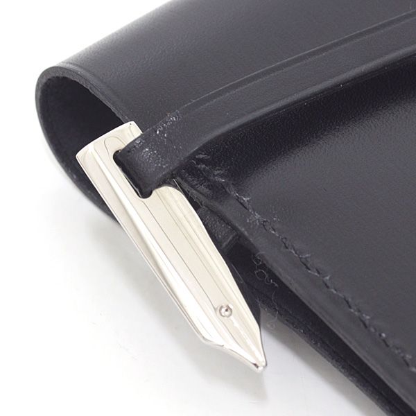 Hermes Leather Pen Case Black Calf Fountain Pen NIB Pen Wrap Belt Stationery — view 4