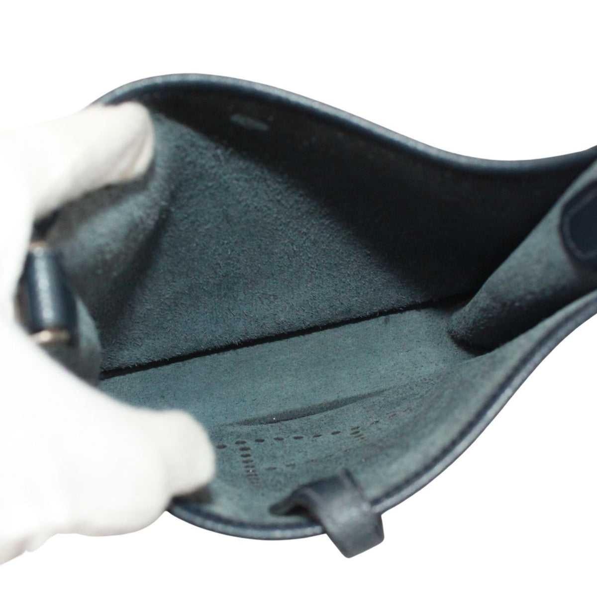 Hermes Evelyne TPM Leather Navy Shoulder Bag Silver — view 7