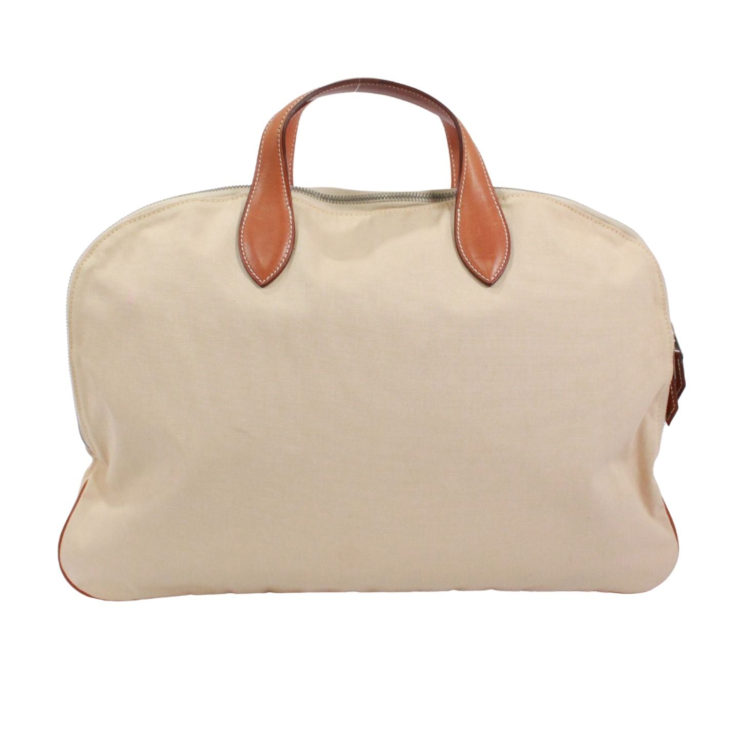 Hermes Edit Leather Canvas Beige Handbag Silver — view 3