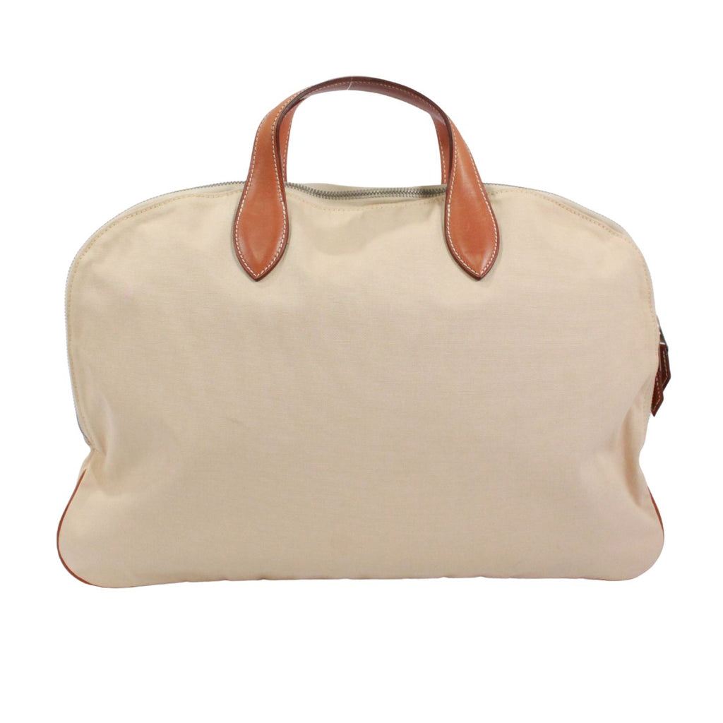 Hermes Edit Leather Canvas Beige Handbag Silver — view 3