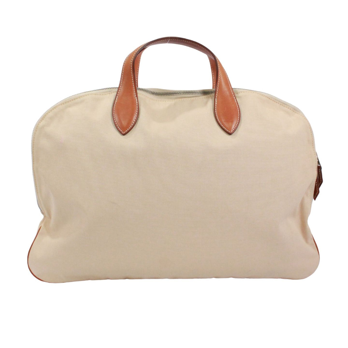 Hermes Edit Leather Canvas Beige Handbag Silver — view 3
