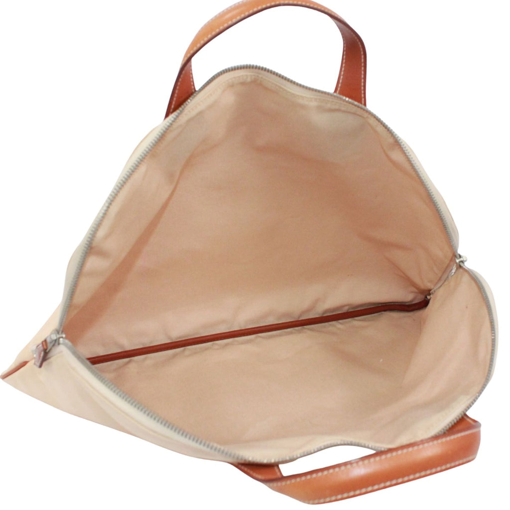 Hermes Edit Leather Canvas Beige Handbag Silver — view 8