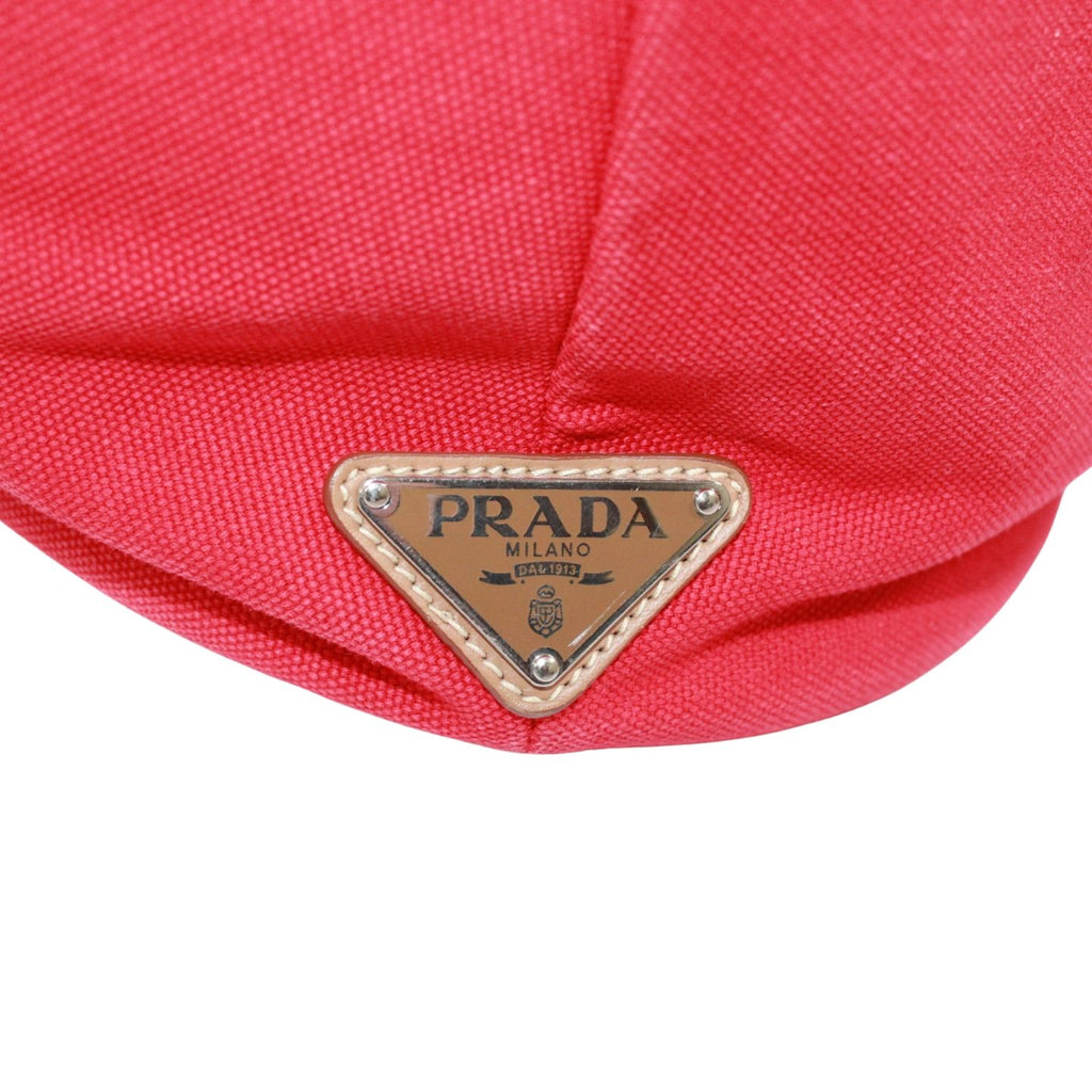 Prada Canapa Canvas Red Tote Silver — view 8