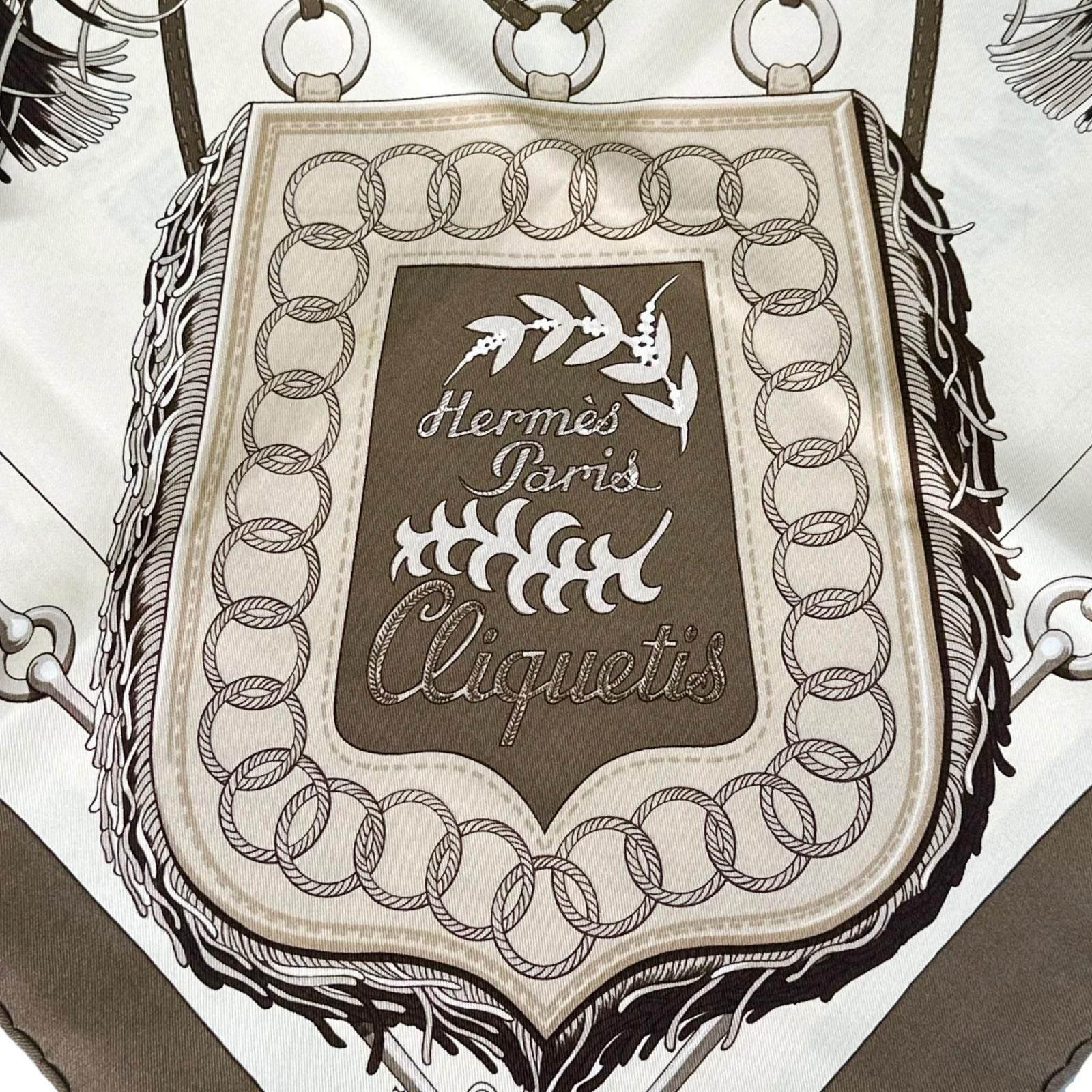 Hermes Carre 90 Cliquetis Silk Brown Beige Scarf — view 5