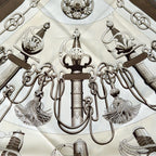 Hermes Carre 90 Cliquetis Silk Brown Beige Scarf — view 7