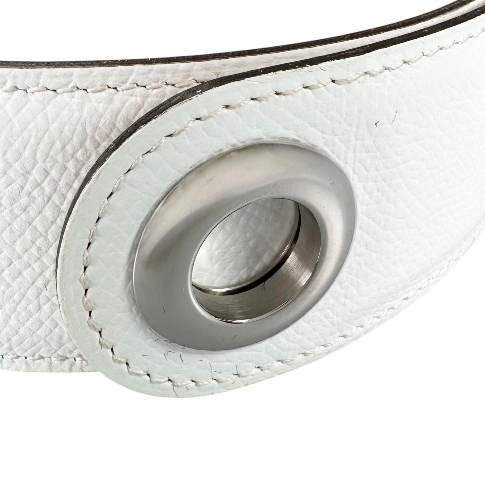 Hermes Veau Epsom Brown White Scarf Belt Silver — view 5