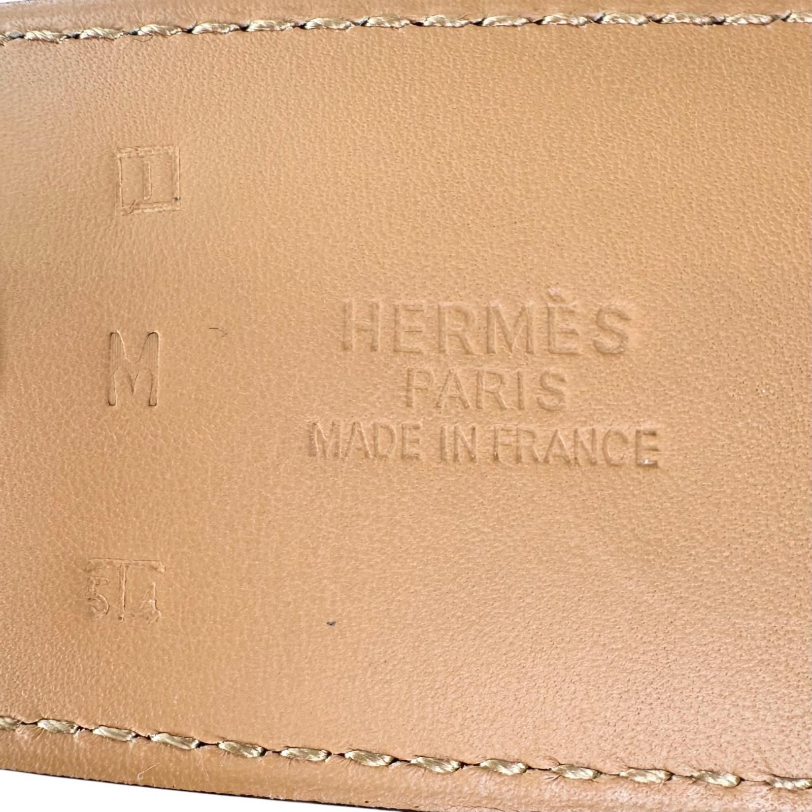 Hermes Veau Epsom Brown White Scarf Belt Silver — view 6