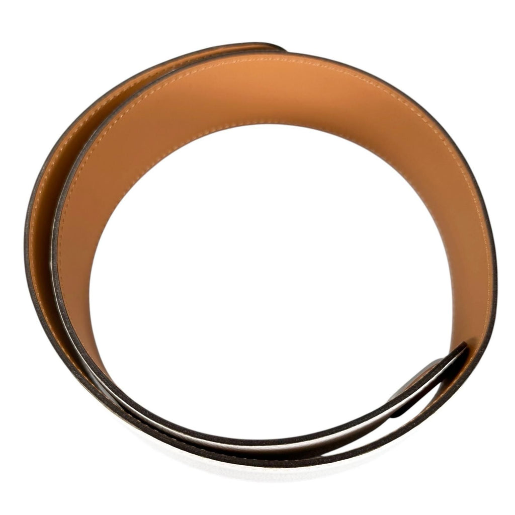 Hermes Veau Epsom Brown White Scarf Belt Silver — view 3