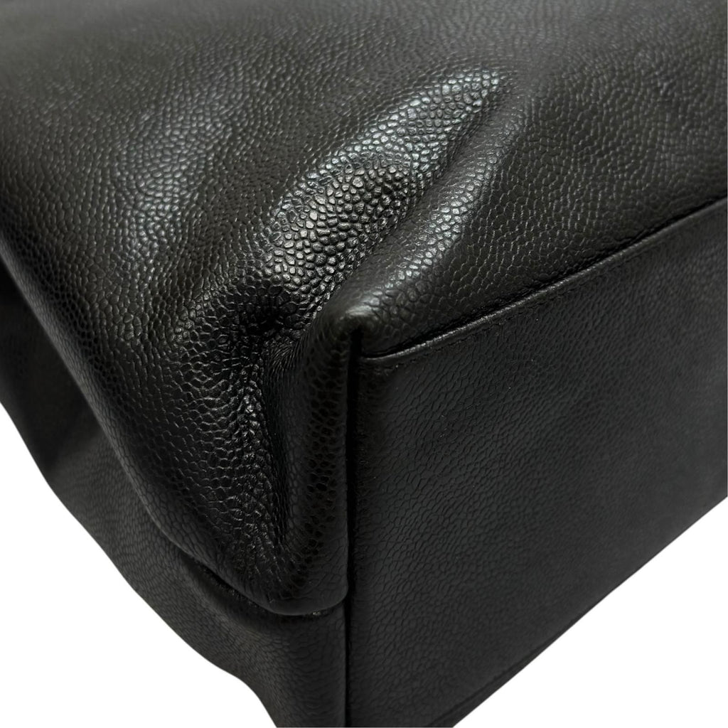 Chanel Coco Charm Caviar Leather Black Tote Gold — view 8