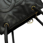 Chanel Coco Charm Caviar Leather Black Tote Gold — view 5