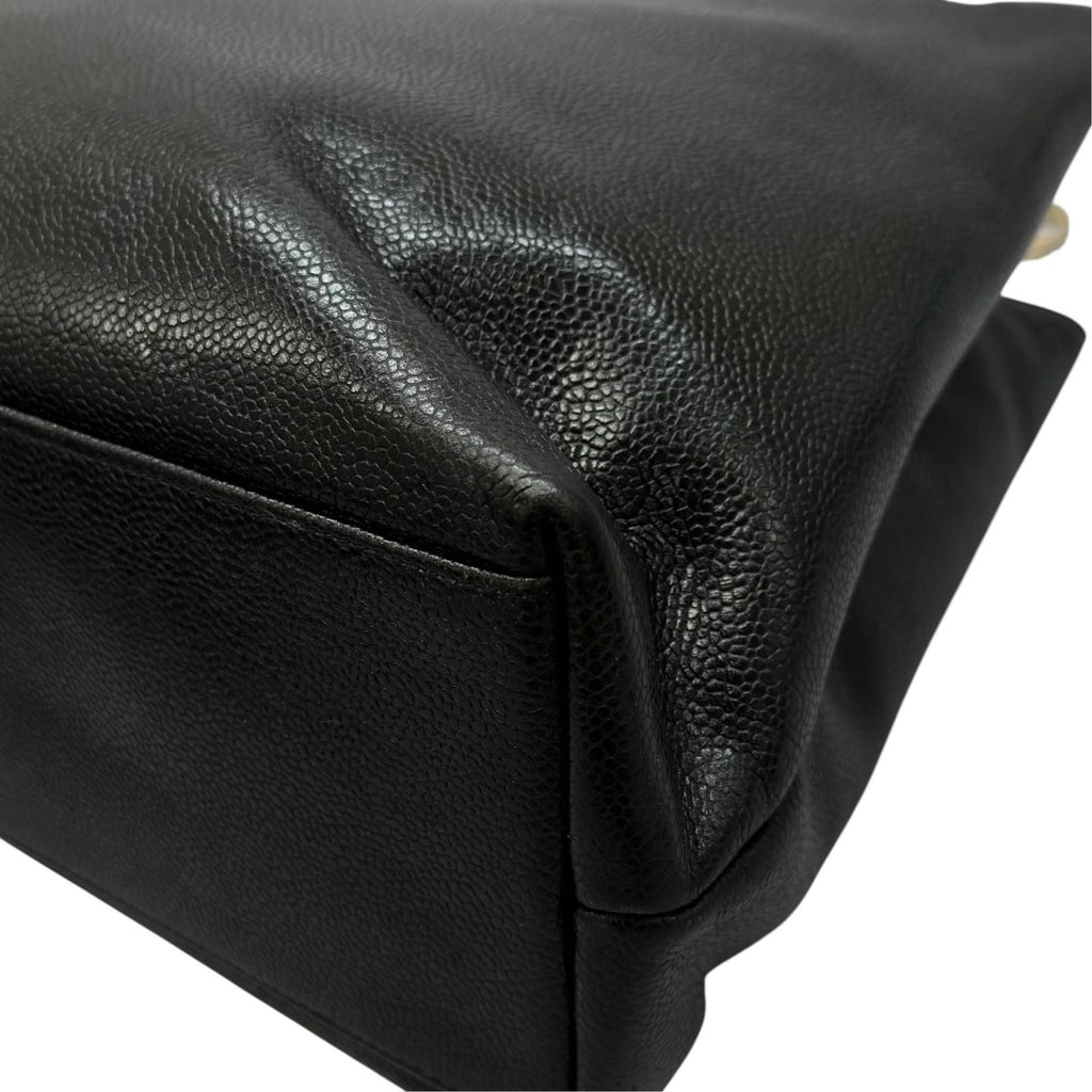 Chanel Coco Charm Caviar Leather Black Tote Gold — view 9