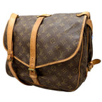 Louis Vuitton Saumur 35 Monogram Leather Brown Shoulder Bag Gold — view 4