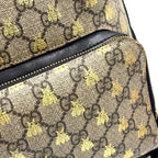 Gucci GG Supreme Beige Leather Black Backpack Gold — view 8
