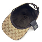 Gucci GG Canvas Leather Dark Brown Beige Multicolor Baseball Hat Gold — view 3