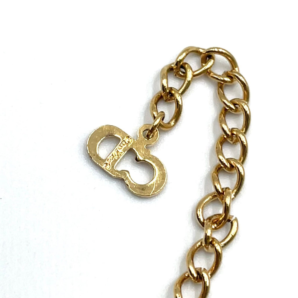 Dior CD Logo Rhinestone Color Clear Gold Necklace — view 5