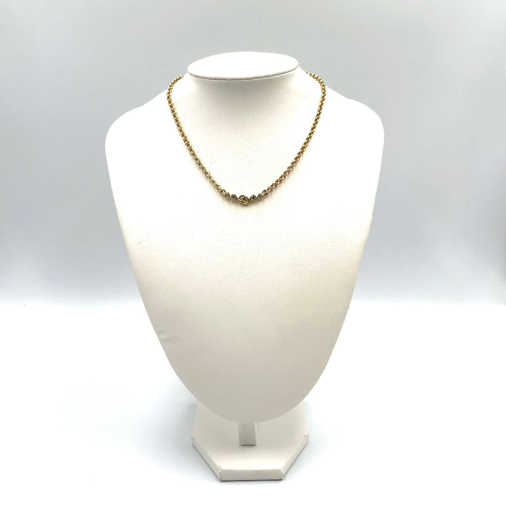 Dior CD Logo Rhinestone Color Clear Gold Necklace — view 9