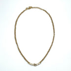 Dior CD Logo Rhinestone Color Clear Gold Necklace — view 3