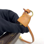 Louis Vuitton Pochette Monogram Leather Brown Handbag Gold — view 7